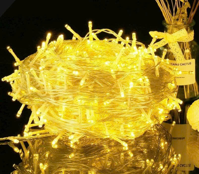 Led 20m 180 bóng ánh sáng vàng ấm có chớp cắm điện